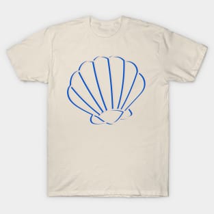 Blue and tan clam shell outline T-Shirt